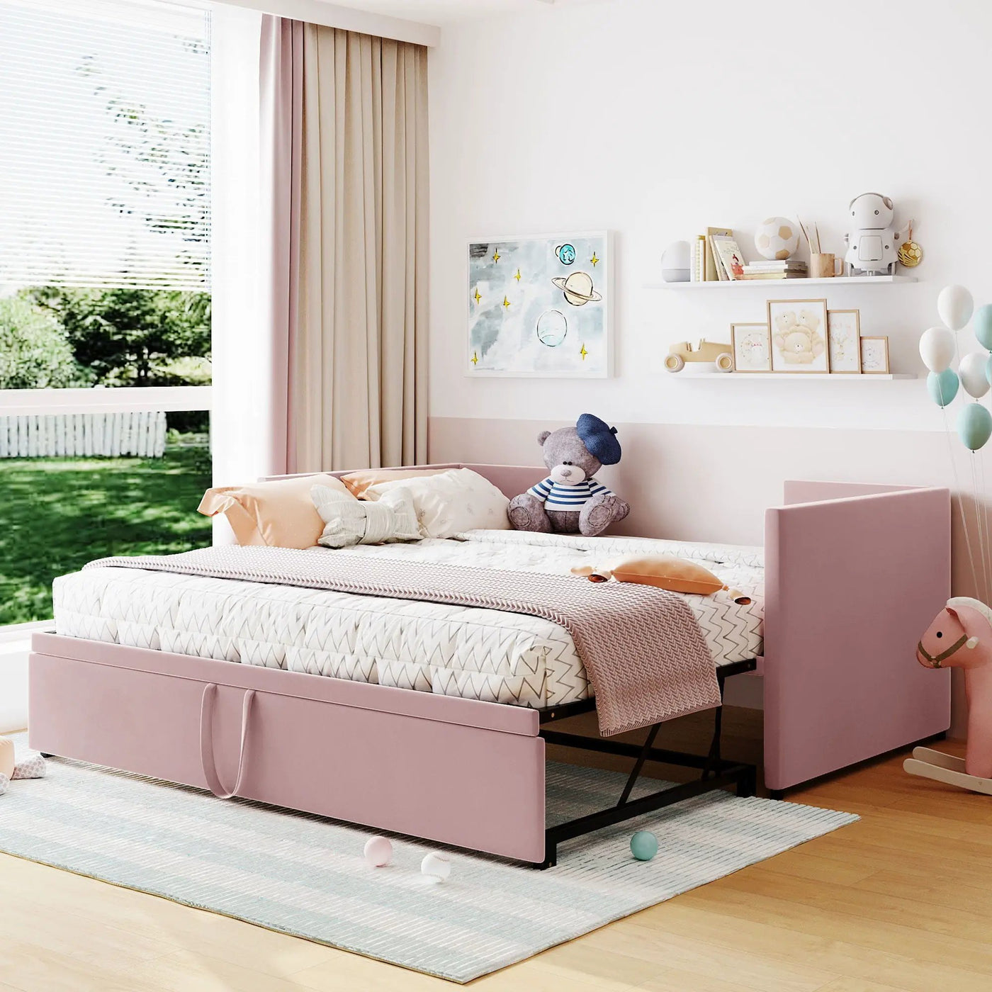 Twin Size Upholstered Daybed With Pop Up Trundle by HouseOfZazla