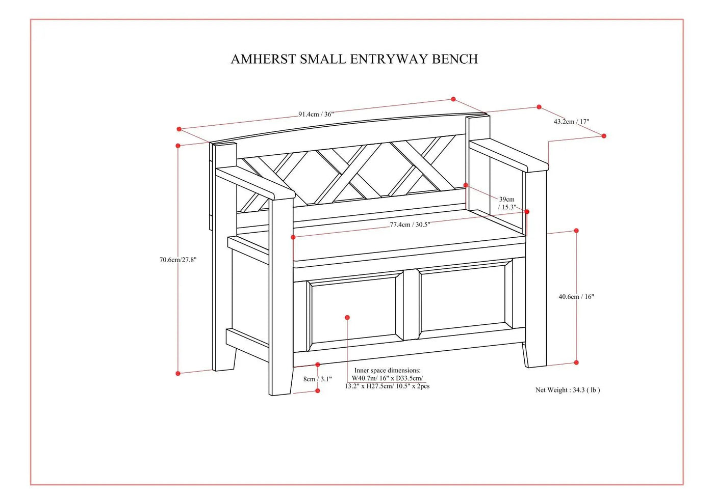 Amherst - Small Transitional Entryway Storage Bench by HouseOfZazla