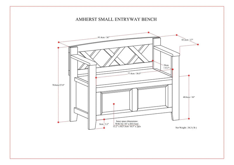 Amherst - Small Transitional Entryway Storage Bench by HouseOfZazla