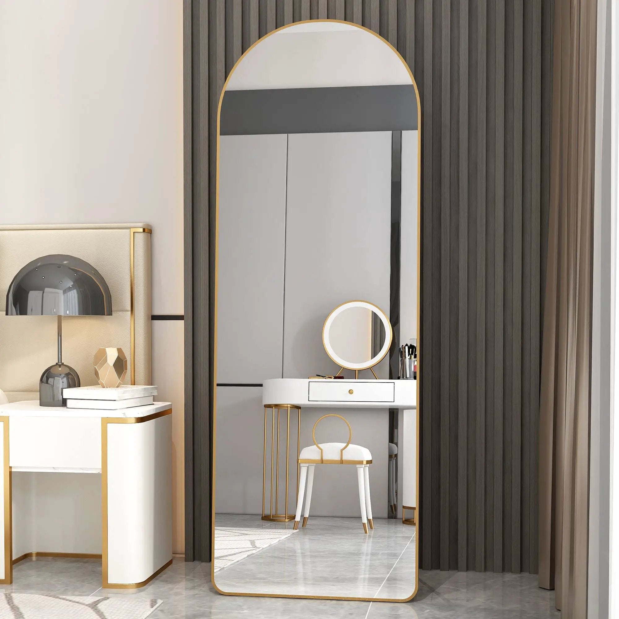 The 4th Generation Floor Mounted Full Length Mirror with Gold Frame by HouseOfZazla