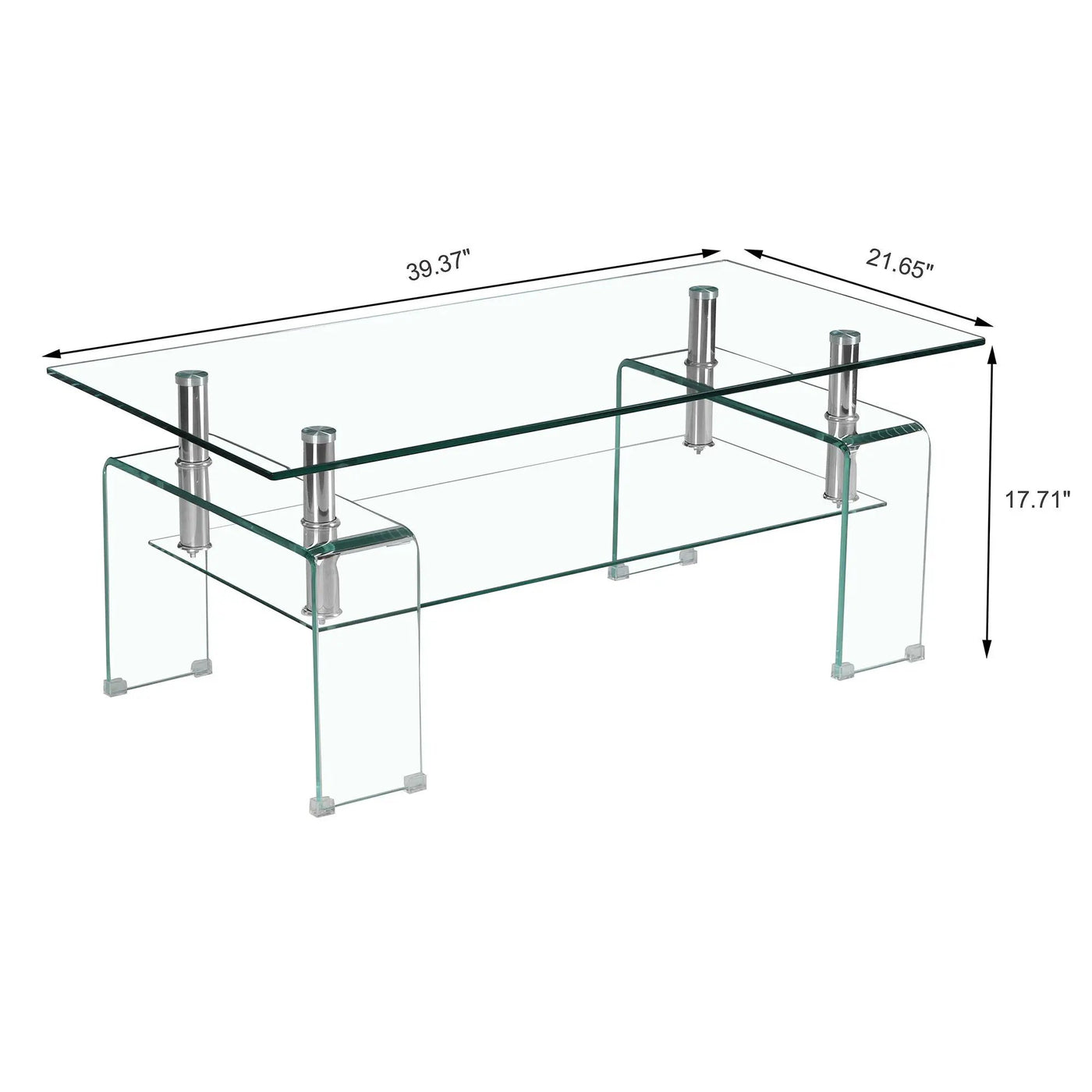 Modern Tempered Glass Coffee Table With 2 Tier Storage For Living Room by Unique Piece Furniture
