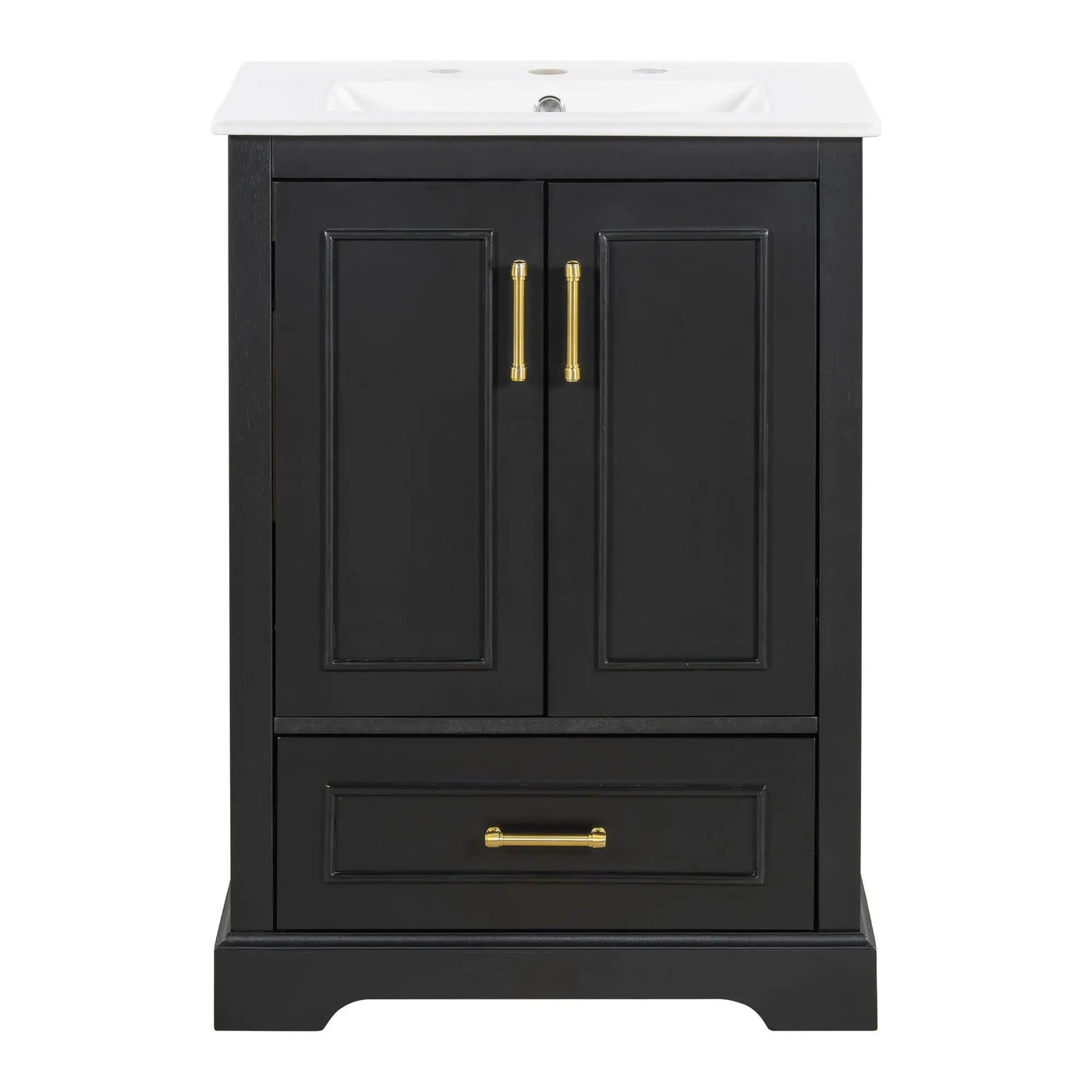 Bathroom Vanity With Sink, 1 Divided Drawer And 2 Soft Close Doors With Double Shelf by Unique Piece Furniture