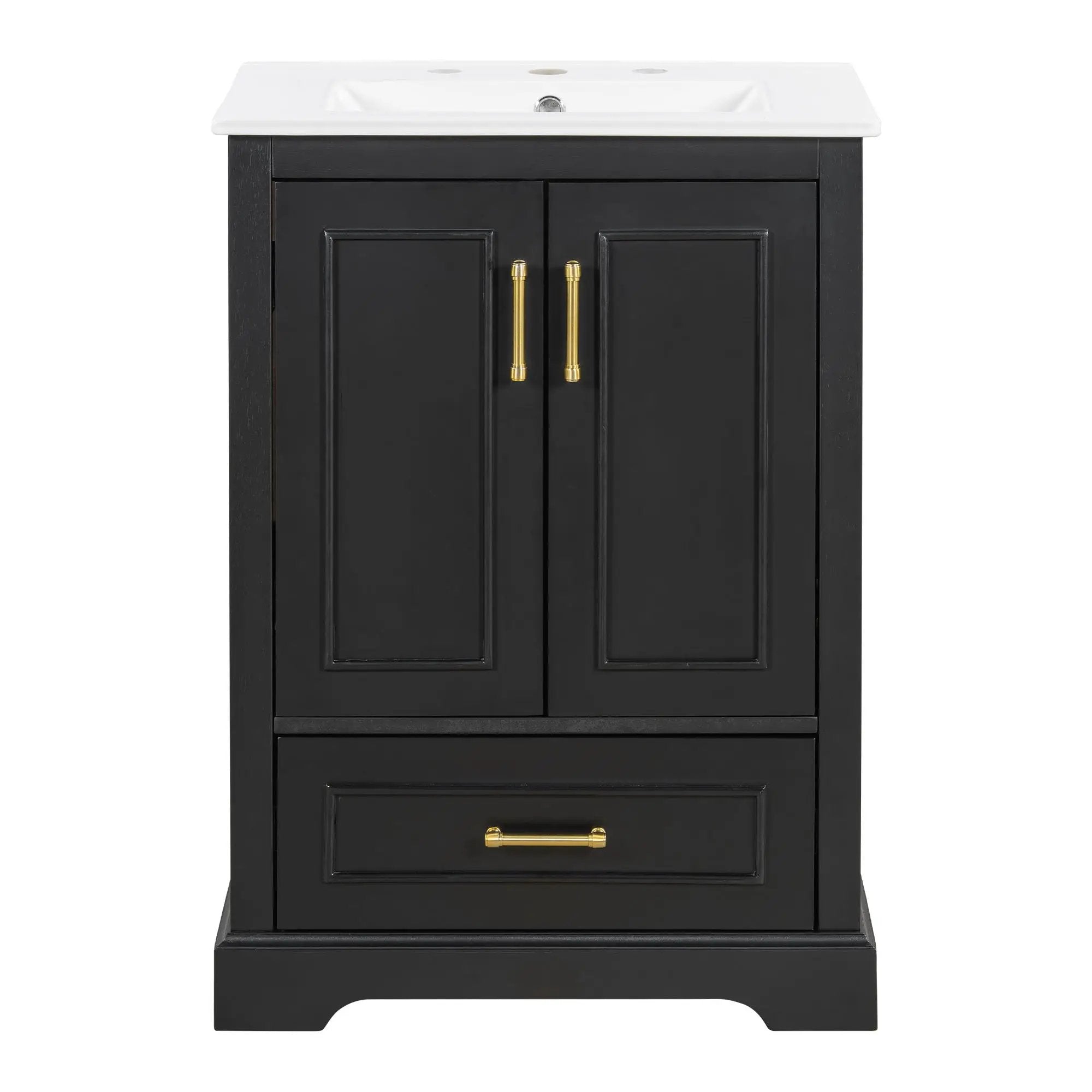 Bathroom Vanity With Sink, 1 Divided Drawer And 2 Soft Close Doors With Double Shelf by Unique Piece Furniture