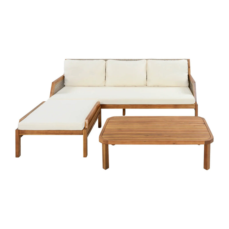 3 Piece Acacia Wood Patio Furniture Set with Coffee Table by HouseOfZazla