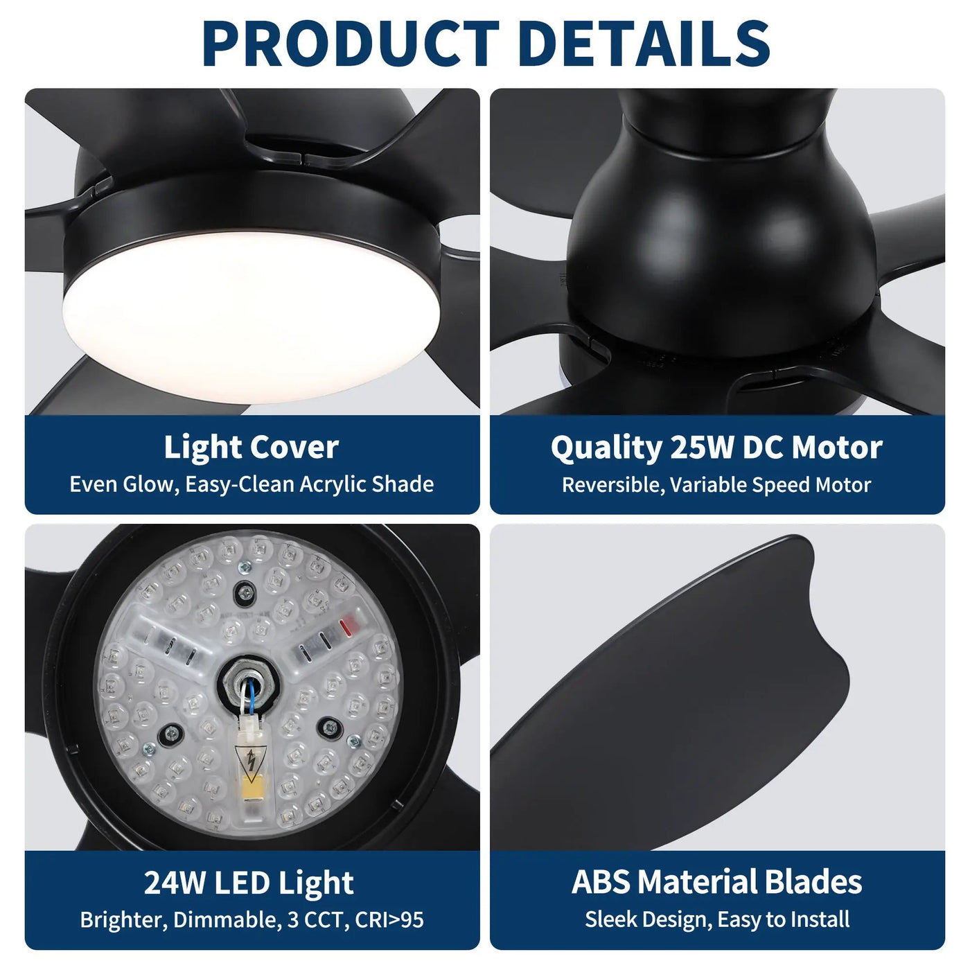 Low Profile Flush Mount Ceiling Fan With Light by HouseOfZazla