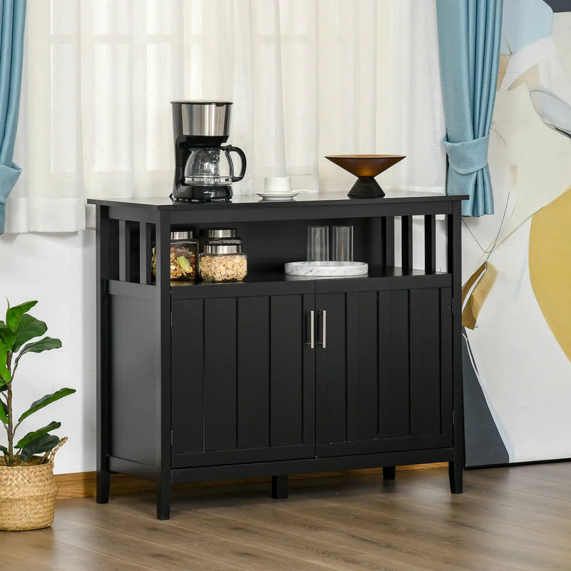 Homcom - Sideboard Buffet Cabinet, Kitchen Cabinet, Coffee Bar Cabinet With 2 Doors And Adjustable Shelves For Entryway Living Room - Black by Unique Piece Furniture