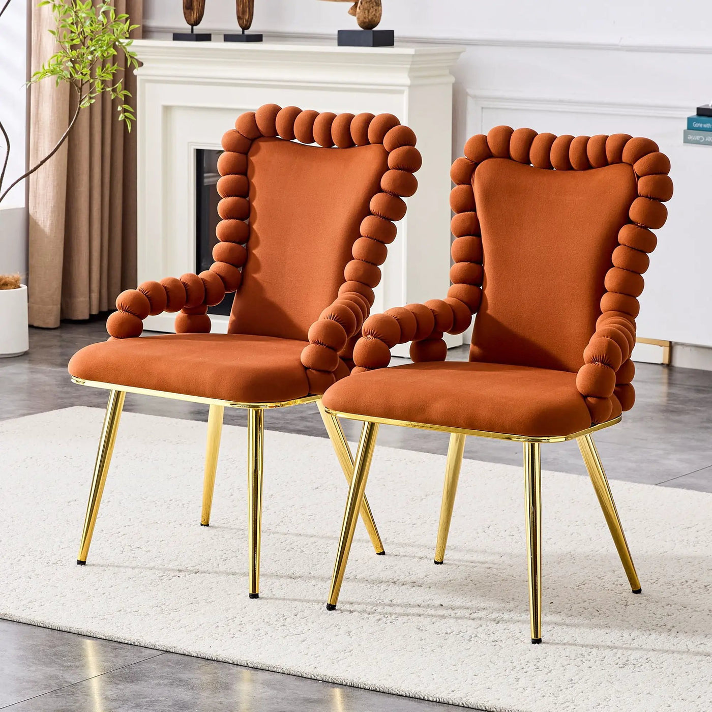 Puffy Bubble, Ball Chain Chair With Armrests For Dining Room (Set of 2) by Unique Piece Furniture