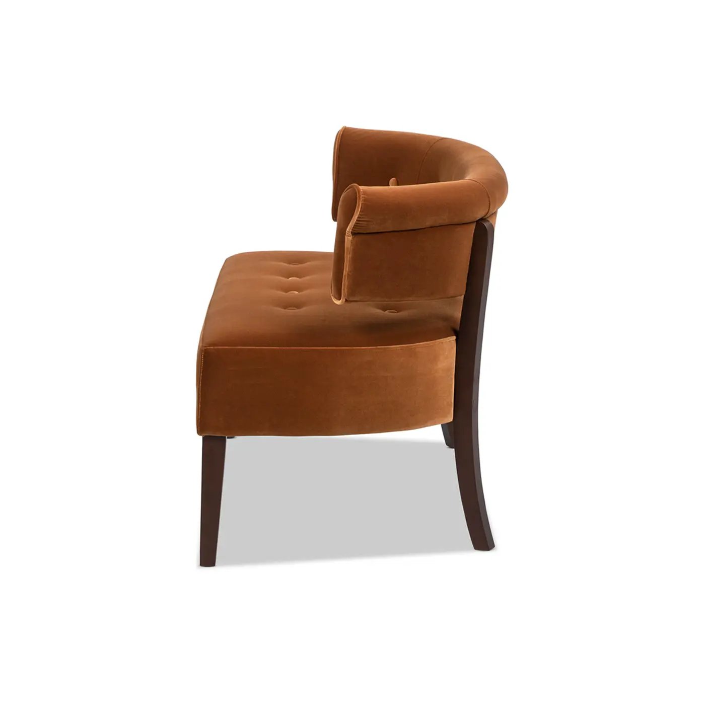 Jared Roll Arm Tufted Bench Settee, Burnt by HouseOfZazla