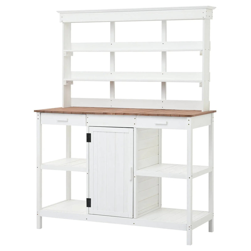 Topmax 66" Large Outdoor Farmhouse Wooden Potting Bench Table by HouseOfZazla
