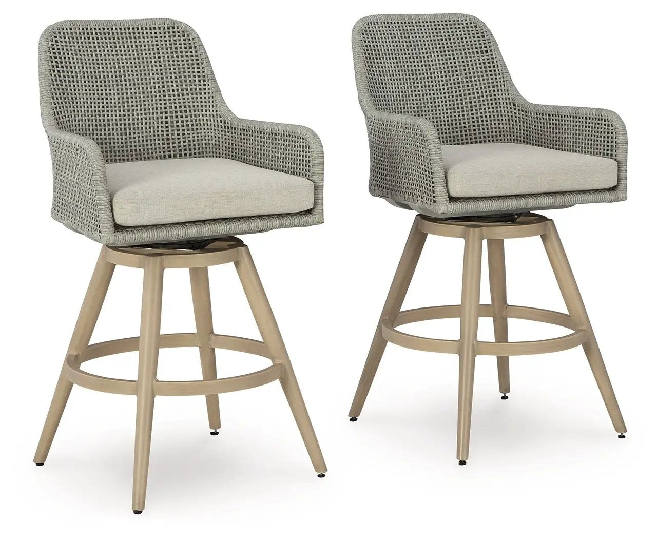 Seton Creek - Barstool With Cushion (Set of 2) - Beige / Gray by Unique Piece Furniture