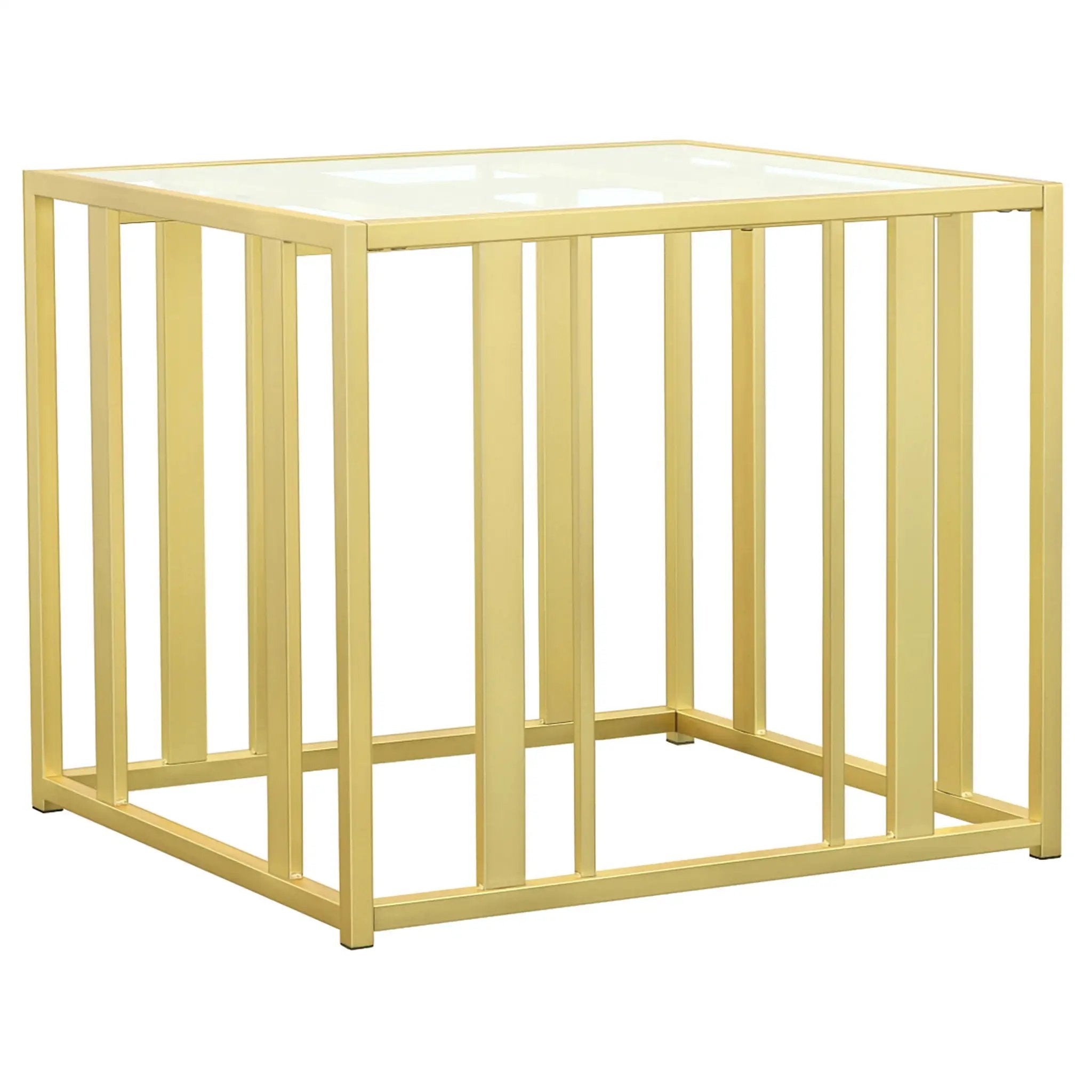 Adri Rectangular Glass Top Side End Table Matte Brass by Unique Piece Furniture