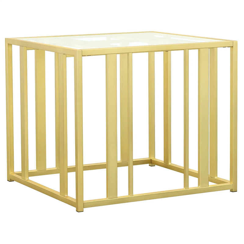Adri Rectangular Glass Top Side End Table Matte Brass by Unique Piece Furniture