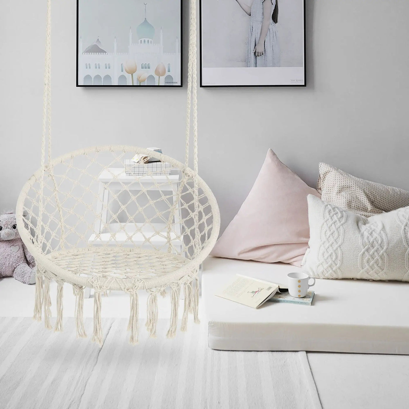 Macrame Hanging Hammock Chair, Rope Swing For Indoor And Outdoor Use by Unique Piece Furniture