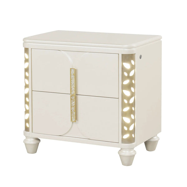 Cinderella - Nightstand With LED Accents And 2 Storage Drawers - Beige