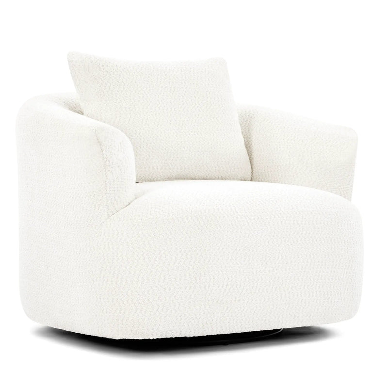 360° Swivel Barrel Sofa Chair With Throw Pillow, Upholstered Accent Chair by HouseOfZazla
