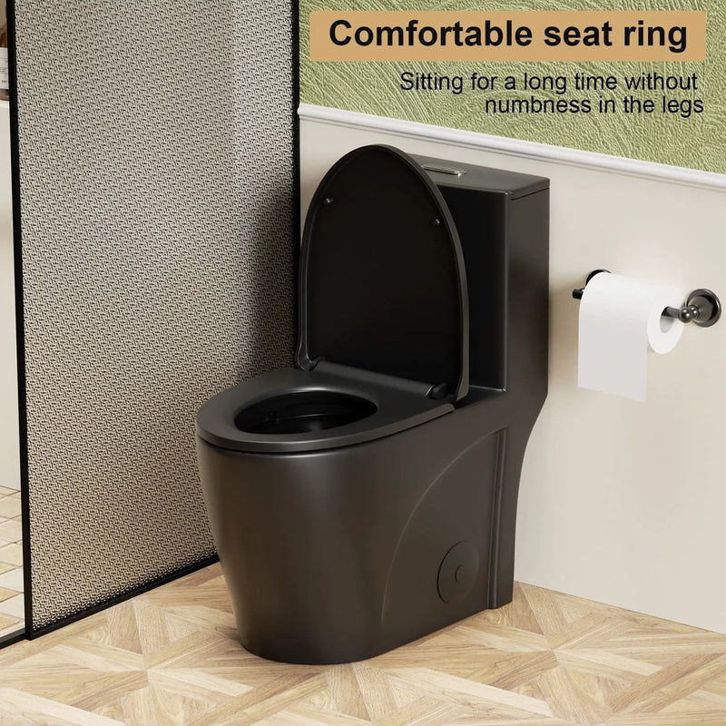 1 Piece Toilet With Tornado Flush, Dual Flush, And ADA Height Comfort Chair by HouseOfZazla