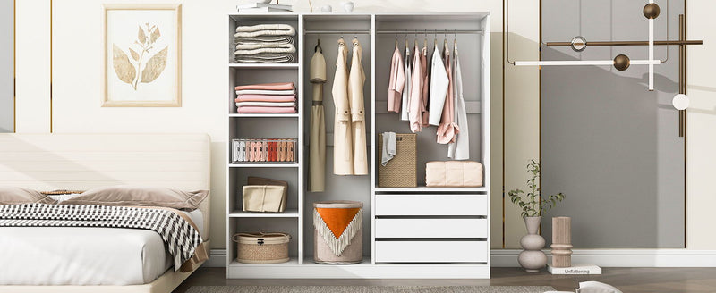 Doorless Storage Wardrobe For Dedroom With Shelves And 3 Drawers by HouseOfZazla