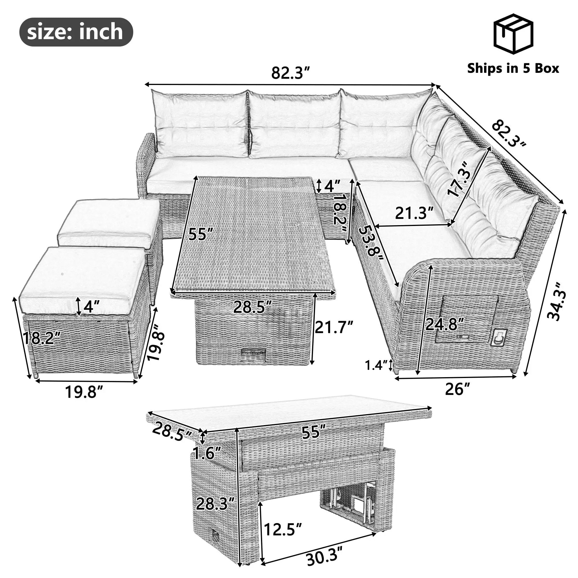 Outdoor Furniture Set Patio Rattan with Recliners and Tables by HouseOfZazla