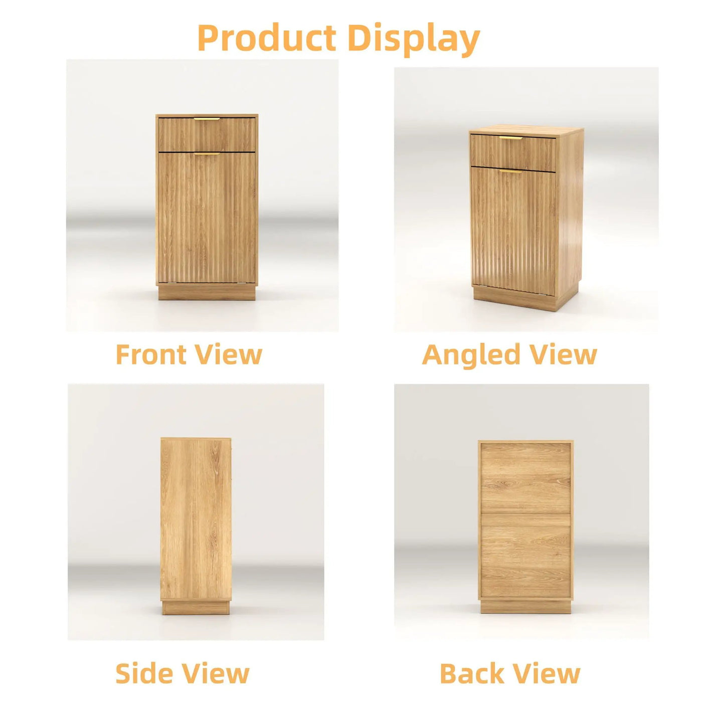 Tilt Out Trash Can Cabinet With Wave Textured Drawer & Pull Out Bin by Unique Piece Furniture
