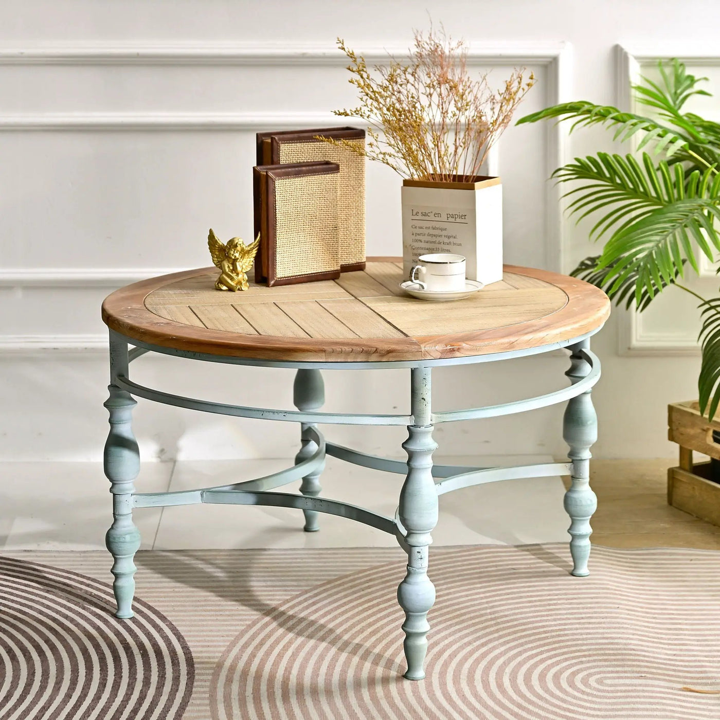 Round Top Carved Table For Living Room by HouseOfZazla