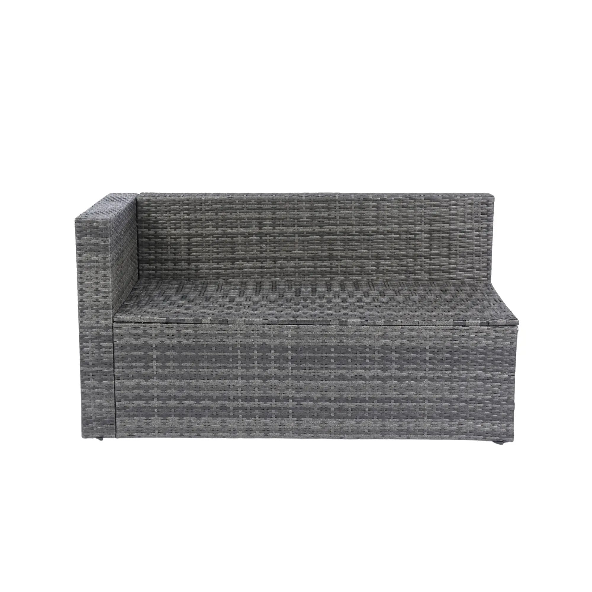 5 Pieces Rattan Sectional Outdoor Furniture Cushioned U Sof Set With 2 Pillow - Gray / Black by HouseOfZazla