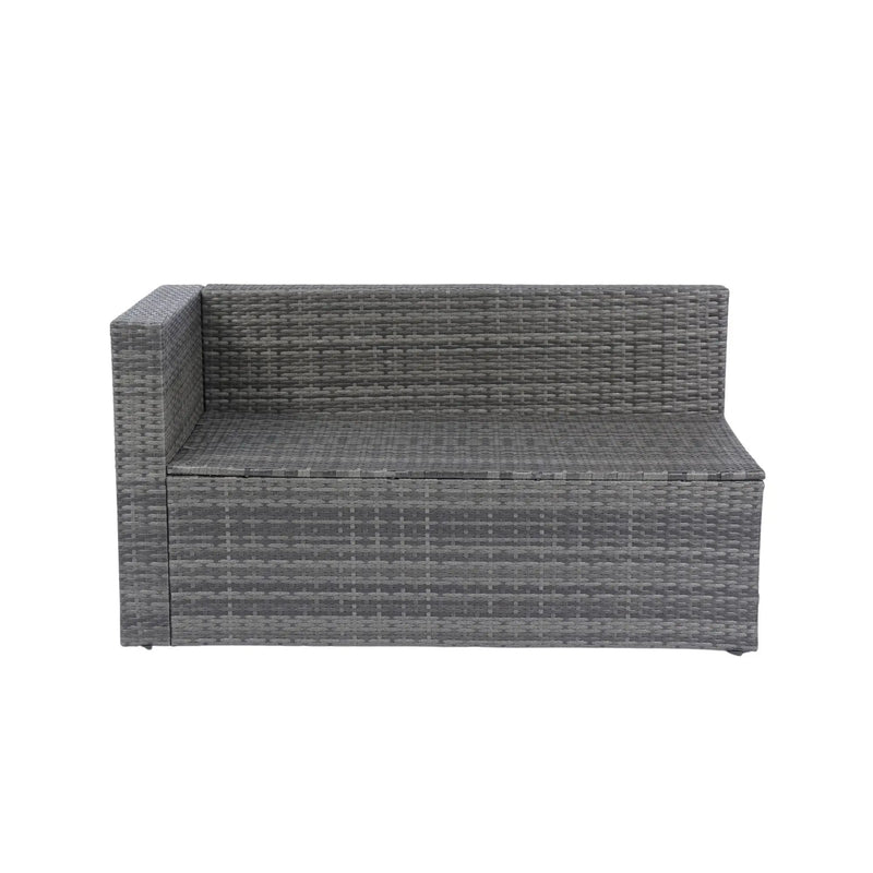 5 Pieces Rattan Sectional Outdoor Furniture Cushioned U Sof Set With 2 Pillow - Gray / Black by HouseOfZazla
