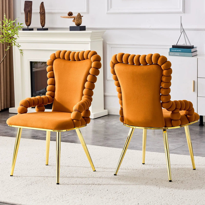 Puffy Bubble, Ball Chain Chair With Armrests For Dining Room (Set of 2) by Unique Piece Furniture
