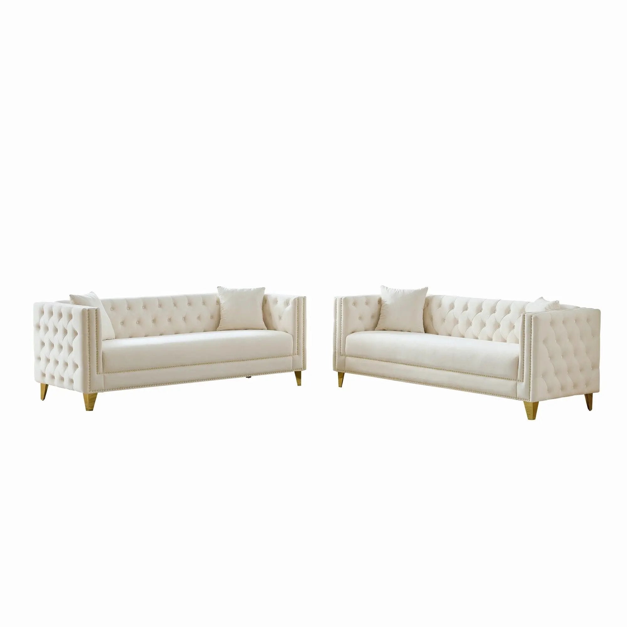 Deep Seat Sofa With Button Nailhead, Square Arm Couches by Unique Piece Furniture