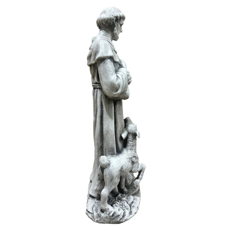 Magnesium Oxide Saint Statue With Lamb Weatherproof Religious Sculpture by HouseOfZazla