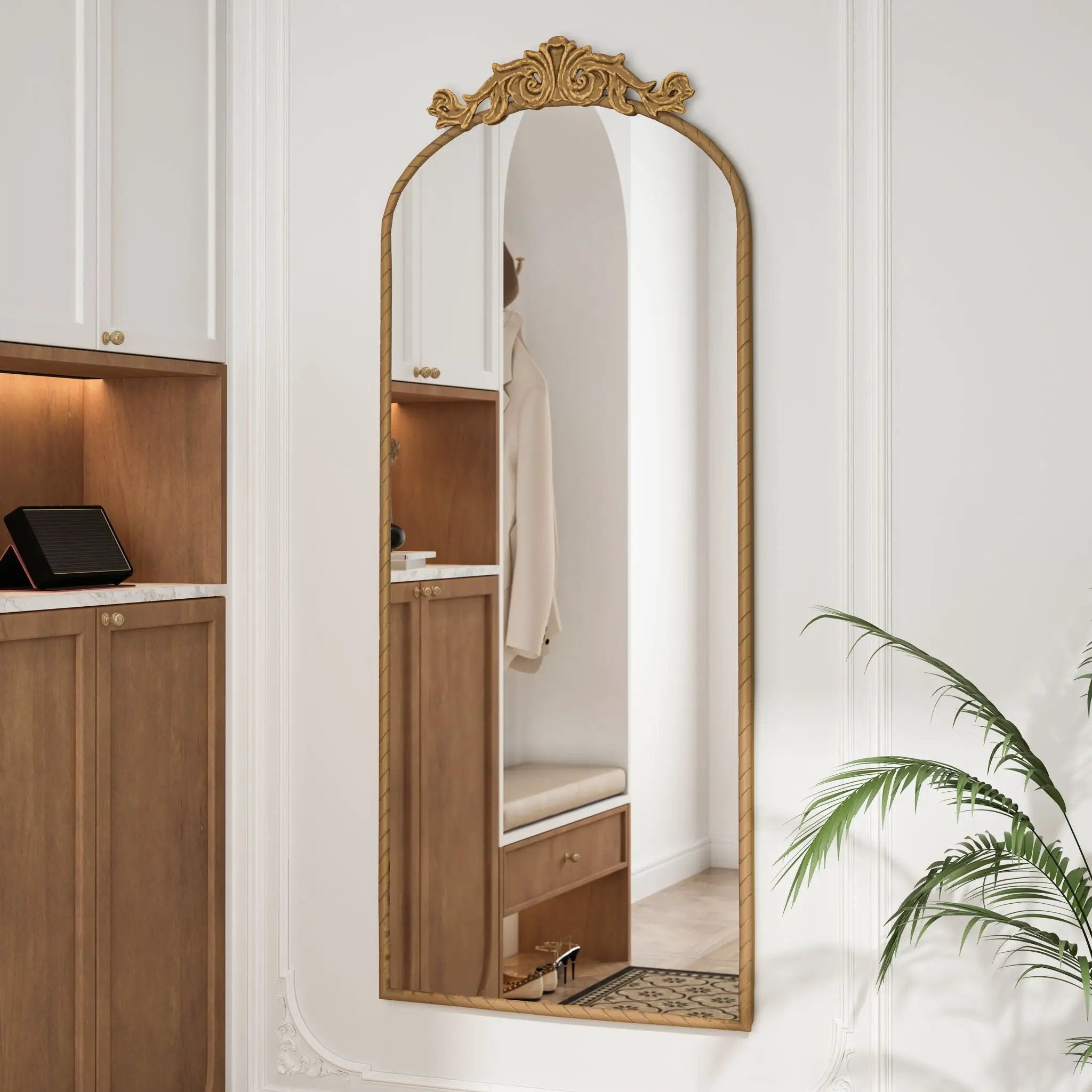 Vintage Arched Full Body Mirror, Wall Mounted For Living Room by Unique Piece Furniture