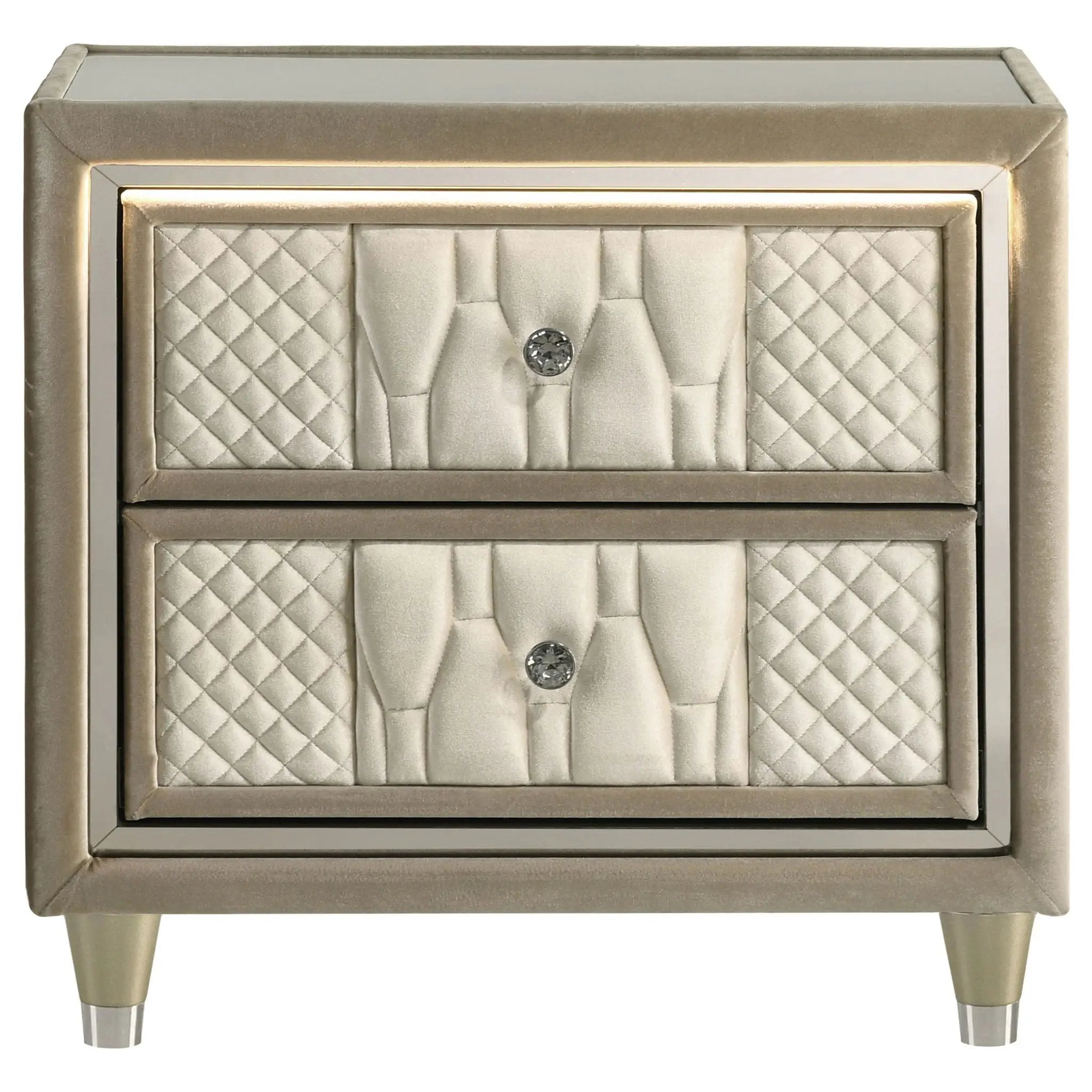 Lorient 2-drawer LED Nightstand with USB Ivory and Camel by Unique Piece Furniture