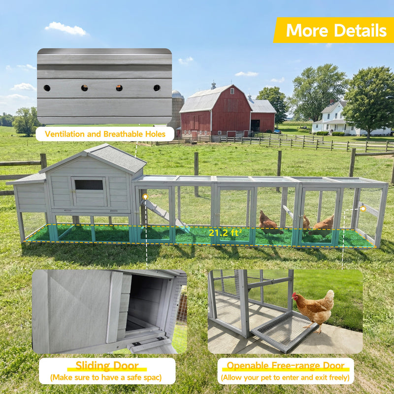 141" Gray Large Wooden Chicken Coop with Nesting Box by HouseOfZazla