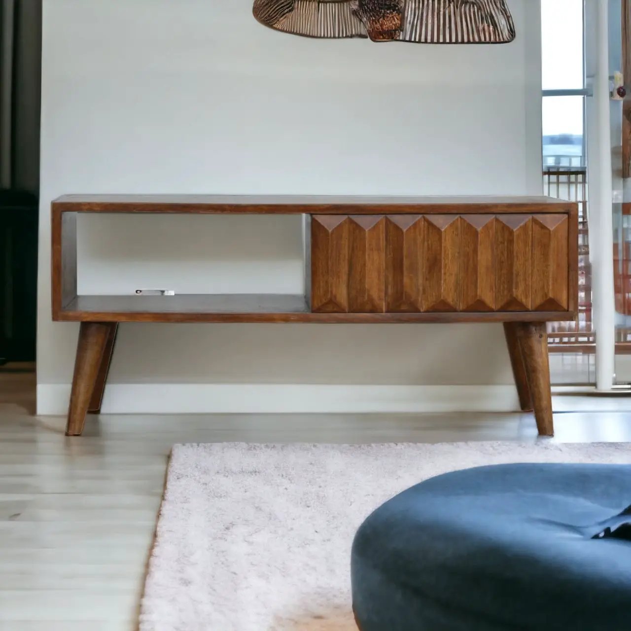 Prism Sliding Media Unit - Chestnut by Unique Piece Furniture