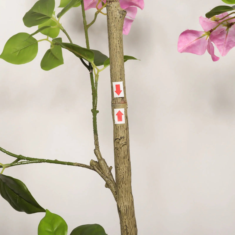 Artificial Bougainvillea Tree With Pot, Realistic Faux Flowering Plant Leaves And Blooms, Decor For Home Office - Green Leaves / Pink by HouseOfZazla