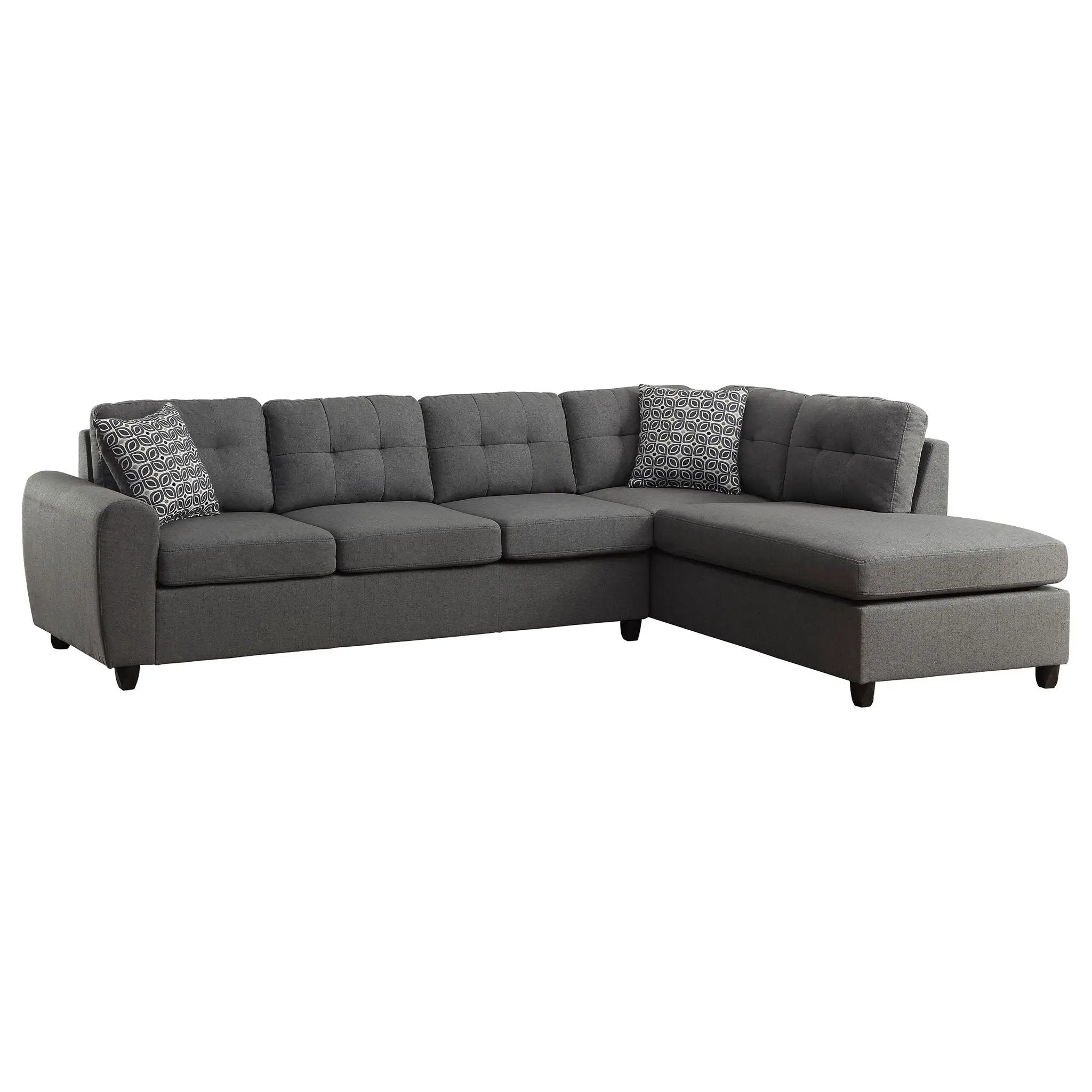 Balta - Button Tufted Sectional With Removable Cushion Upholstered Sofa - Gray by HouseOfZazla