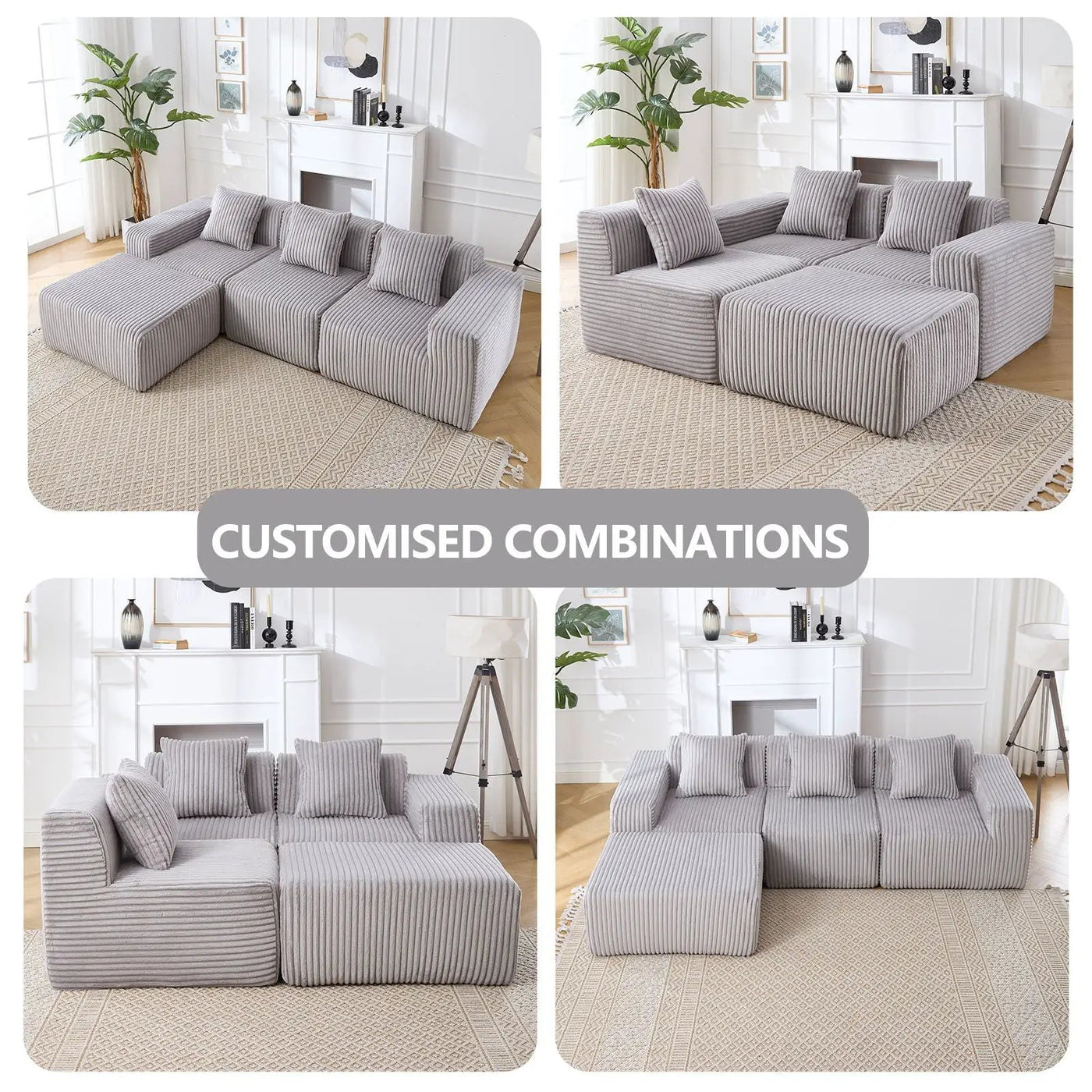 L - Shape Modern Minimalist Modular Sectional Sofa, Upholstered Cloud Couch With Deep Seats by Unique Piece Furniture