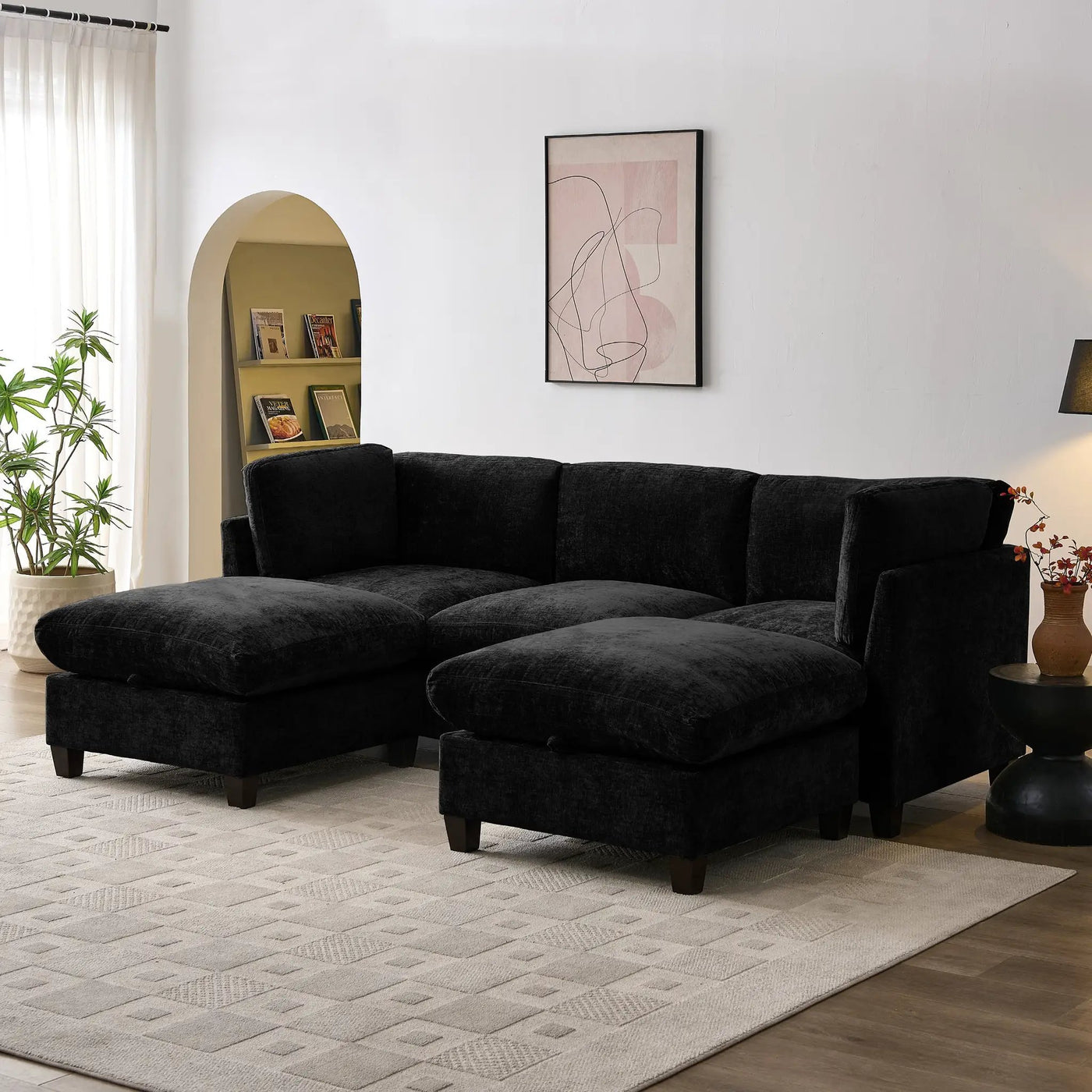 96.5" Sectional Couch for Living Room, Upholstered with Storage by HouseOfZazla