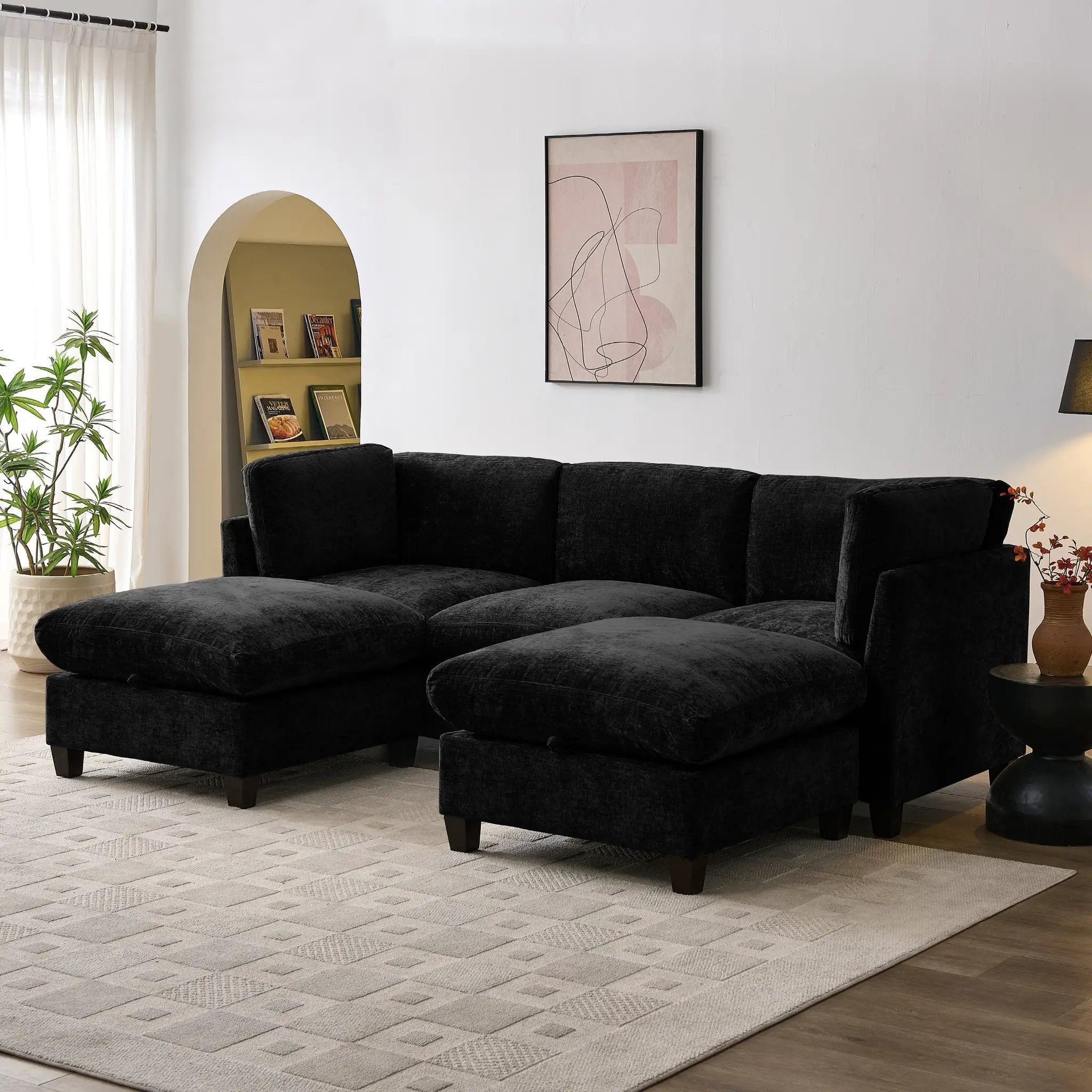 96.5" Sectional Couch for Living Room, Upholstered with Storage by HouseOfZazla