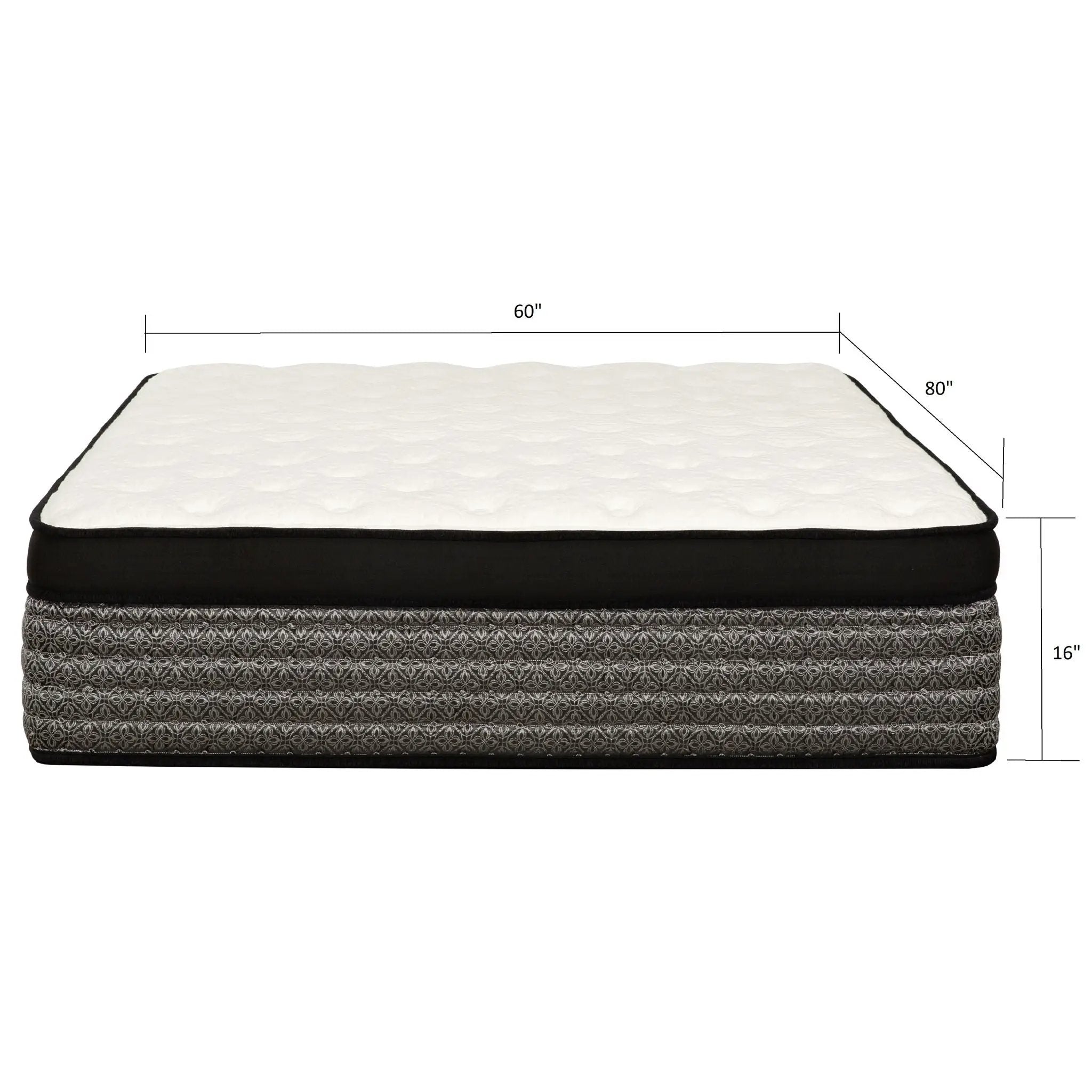16" Premium Hybrid Mattress In A Box Plush Gel Memory Foam Top With Cooling Technology - Gray / White - Queen by Unique Piece Furniture