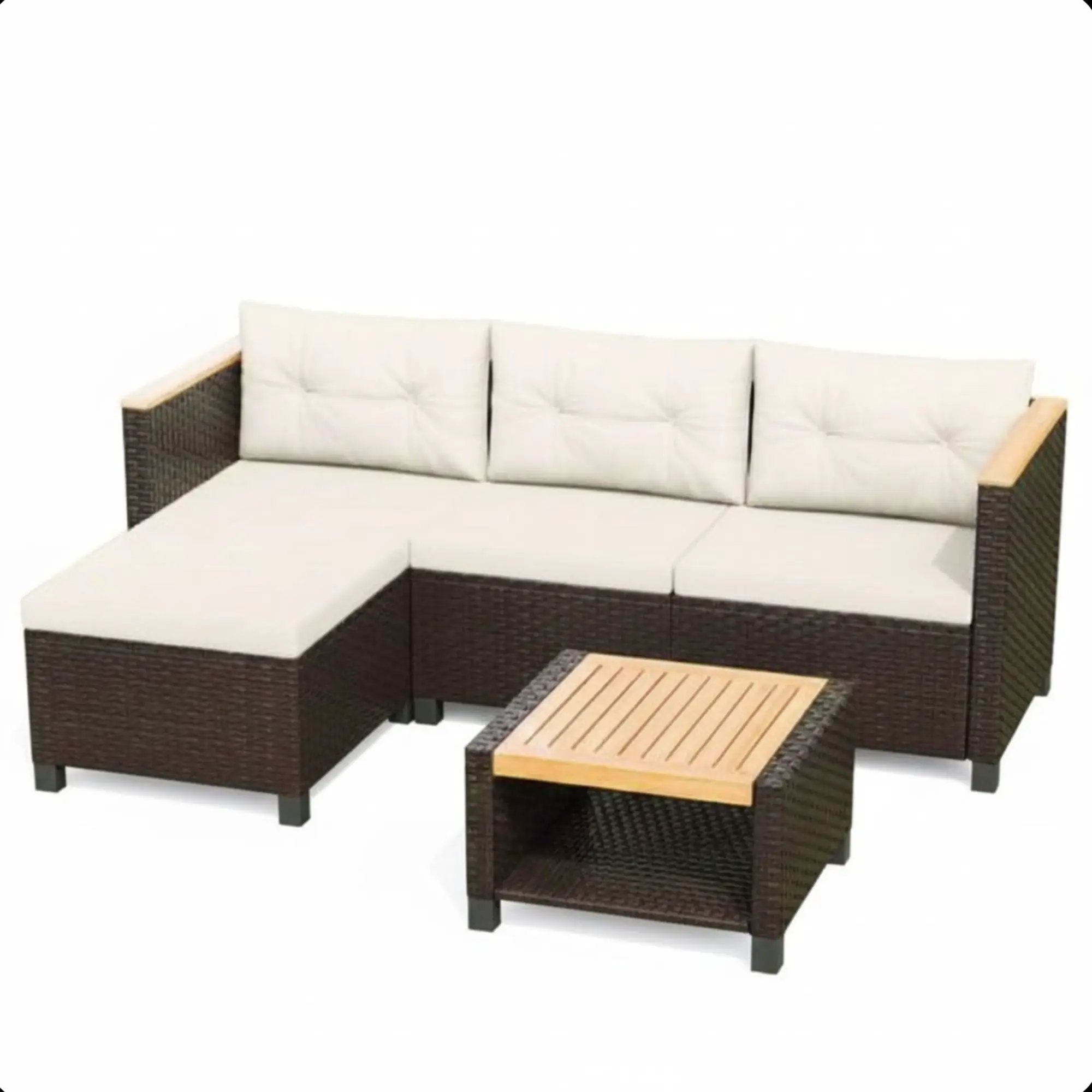 L-Shaped Patio Set With Cushions And Storage Table by HouseOfZazla