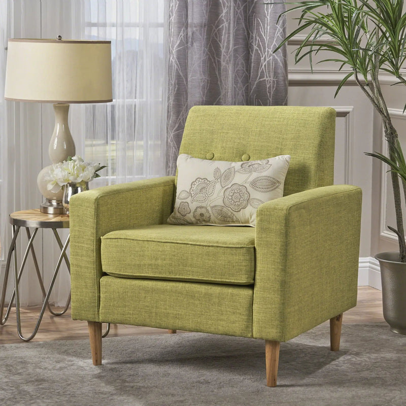 Nebulize Upholstered Fabric Club Chair With Button Tufted And Square Off Arm And Back by HouseOfZazla