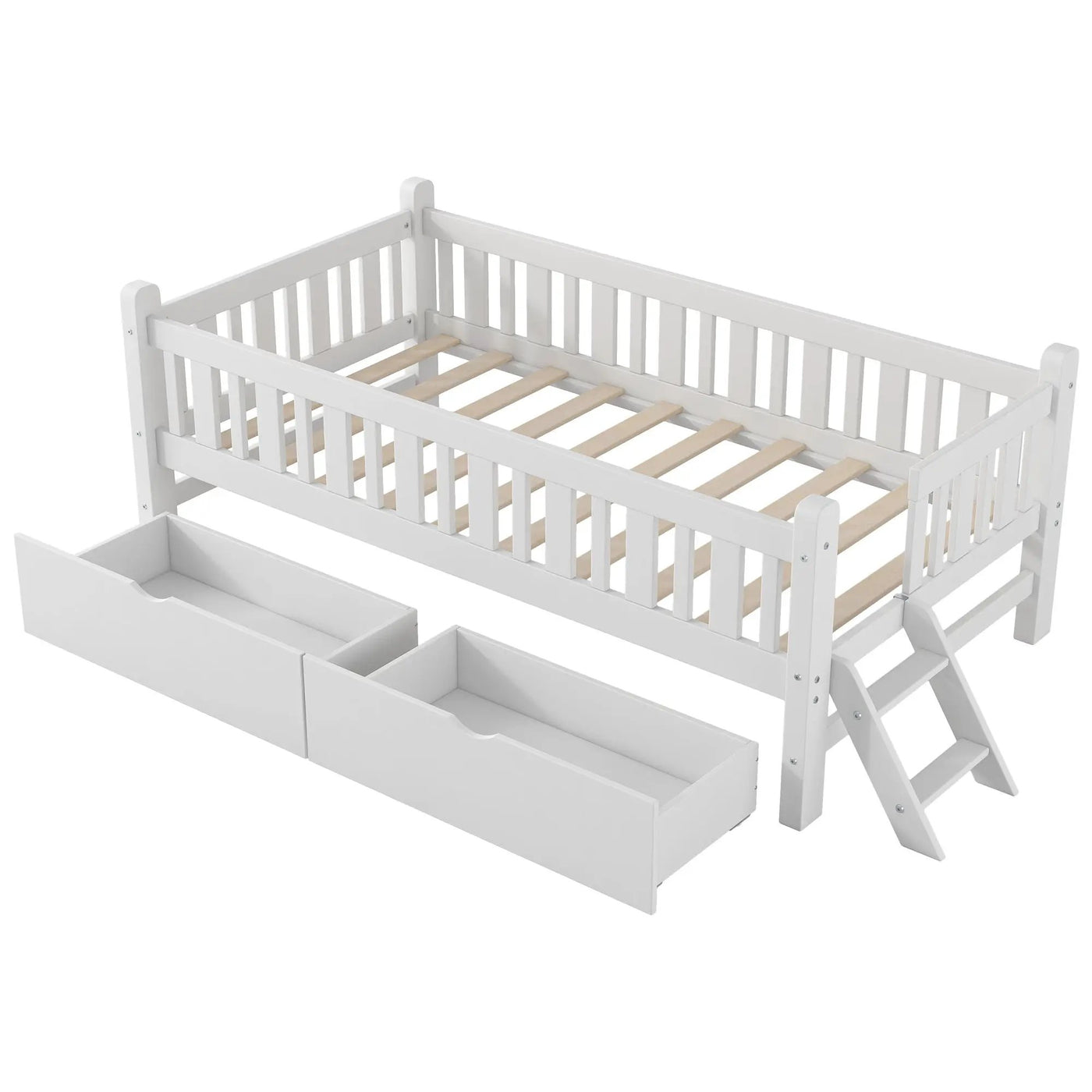Platform Bed With Guardrail And 2 Drawers by HouseOfZazla