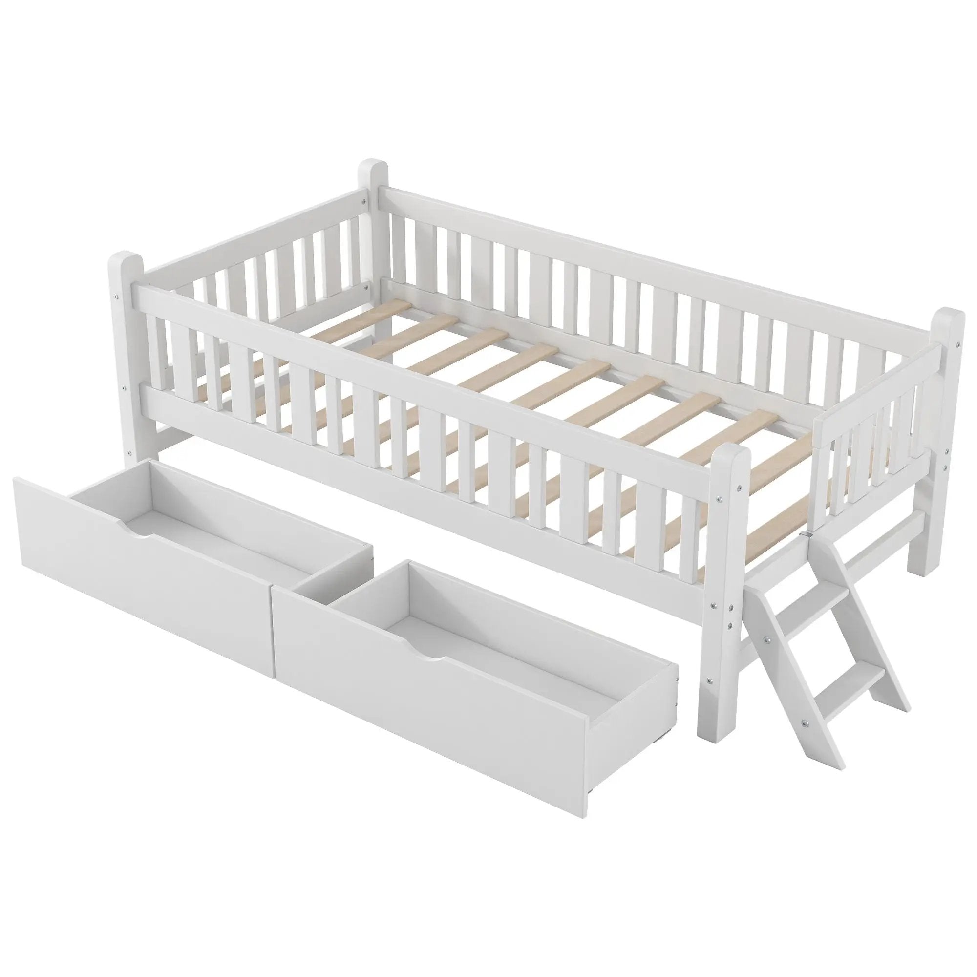 Platform Bed With Guardrail And 2 Drawers by Unique Piece Furniture