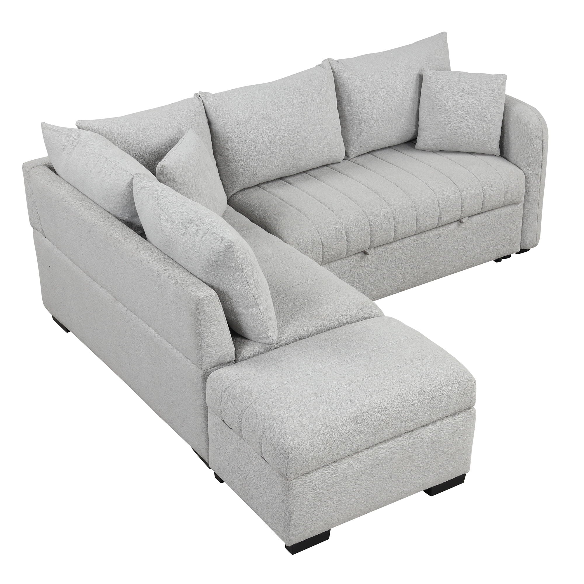L-Shaped Sectional Pull Out Sofa Bed Sleeper Sofa With Two USB Ports, Two Power Sockets And A Movable Storage Ottoman by HouseOfZazla