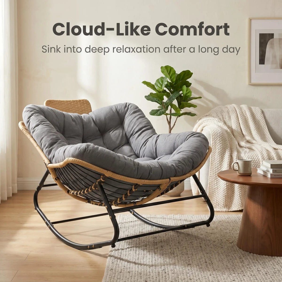 Papasan Rocking Chair - Outdoor & Indoor Oversized Lounge Chair by HouseOfZazla