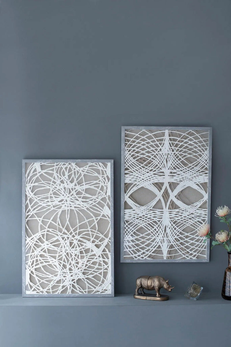 Leaf Shadow Box Wall Decor (Set of 2) - White / Gray by Unique Piece Furniture