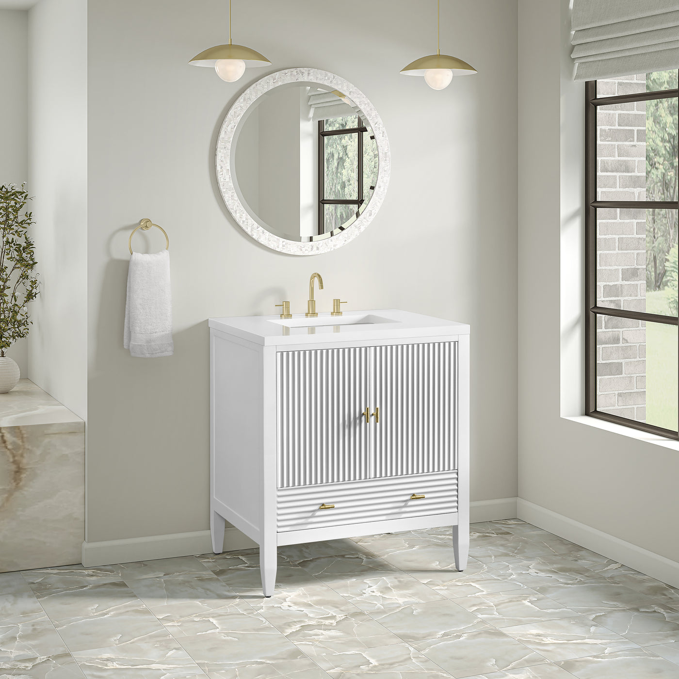 James Martin Myrrin 30" Single Bathroom Vanity, Bright White, view 33