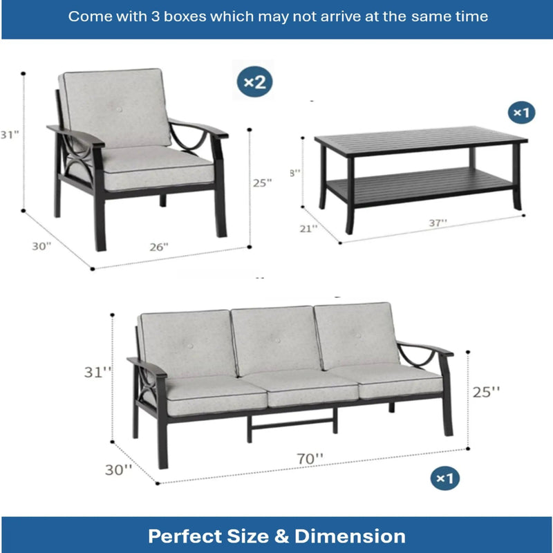 Patio Furniture Set with Coffee Table and Cushions for Backyard by HouseOfZazla