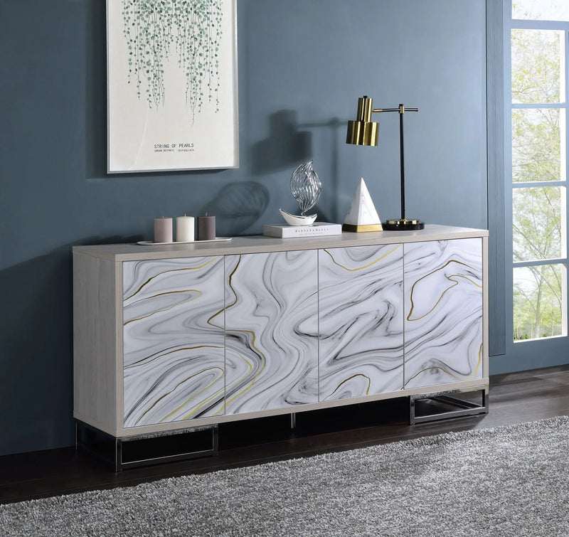 Panos Console Cabinet - White Marble / Chrome by HouseOfZazla
