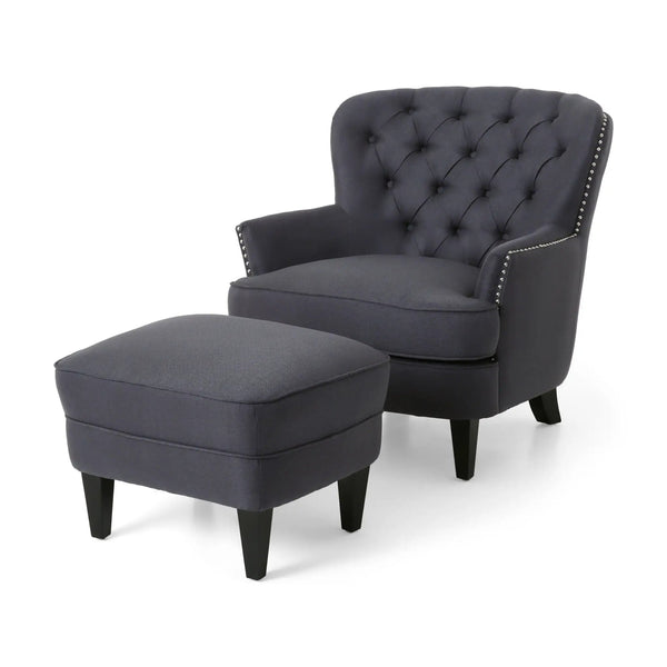 Enchante Living Room Set with Tufted Back Club Chair and Ottoman